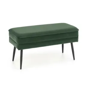 Bancă Velva, tapițată cu catifea și picioare aurii, 78x42x37 cm, verde
