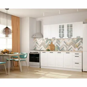 Bucătărie Skandi, modulară, fronturi MDF infoliate, carcasă PAL, lungime 200 cm, alb