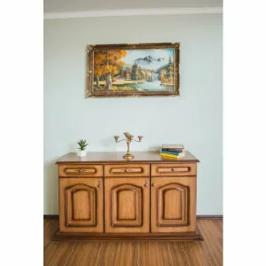 Comodă, cu 3 uși și 3 sertare, din PAL, 139x45x81 cm, culoare la alegere