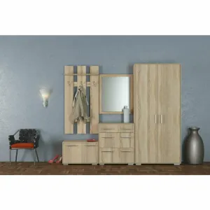Cuier hol, Cu Spații Depozitare Și Oglindă, PAL, Design Modern, Alb