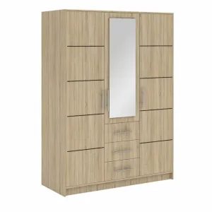Dulap Bali D3 cu polite si bara umerase din PAL, 1,47x0,58x2,00 m, Sonoma