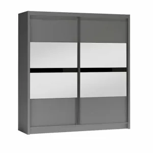 Dulap Batumi cu usi glisante si compartimentare eficienta din PAL, 203x61x215 cm, grafit