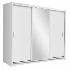 Dulap Monako dulap cu usi culisante din pal melaminat cu feronerie de calitate și compartimentare practică, 250x61x215 cm, alb