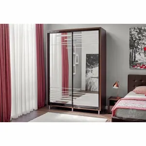 Dulap Venus, sonoma inchis - 160/224 cm, cu rafturi și bară pentru umerașe, PAL melaminat