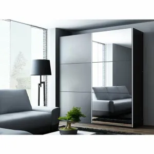 Dulap Vigo cu sistem glisant și spațiu generos, pal melaminat, 200x65x215 cm, grafit
