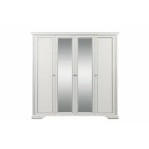Dulap White 4D(2S), 4 uși, 2 sertare, MDF frezat și PAL melaminat, 226x63.5x221 cm, frasin alb și pin argintiu