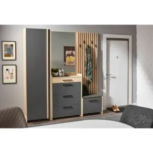 Hol Solaris, cremona/grafit, set modular cu pantofar și oglindă, PAL melaminat