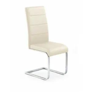 Scaun K85, spătar înalt și tapițerie elegantă, piele ecologică, 42x56x100 cm, crem