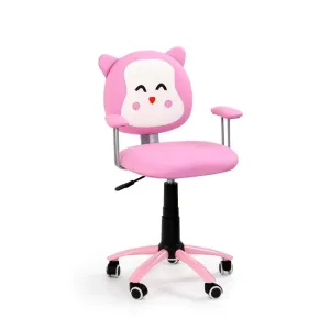 Scaun birou Kitty, reglabil pe înălțime, cu roți și spătar ergonomic, 78-86x44-54x54x49 cm, negru