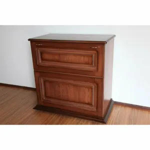Ladă pentru lenjerie, cu capac rabatabil, din lemn, 96x44x84 cm, roșcat antichizat