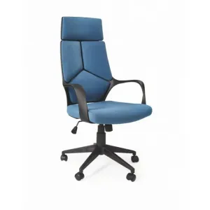 Scaun Voyager, mecanism TILT, stofă rezistentă și piele ecologică, 64x61x115-125 cm, albastru/negru