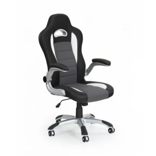 Scaun Lotus, mecanism TILT și cotiere reglabile, piele ecologică perforată, 63x65x117-127 cm, negru/gri picture - 2