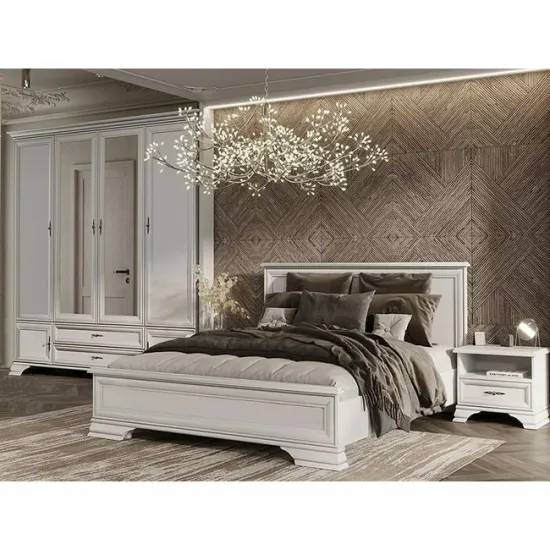 Dormitor Idento, Set Mobilier Clasic, PAL și MDF, 160x200 cm, Alb Alpin picture - 2