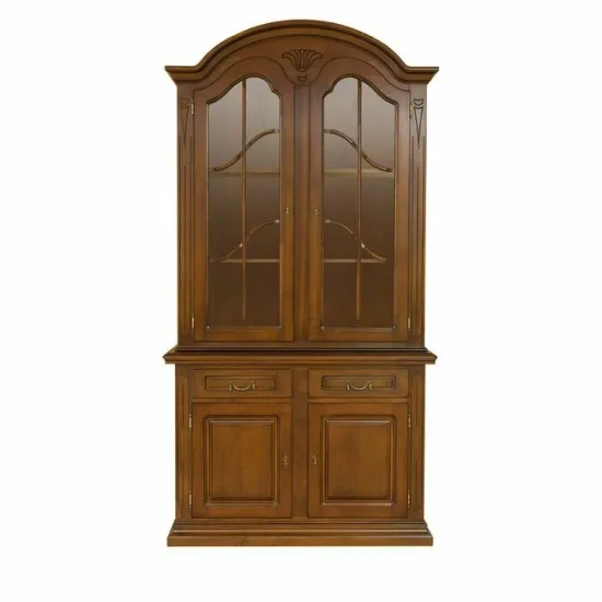 Vitrină Mara cu 2 uși din lemn masiv fag, panel și MDF, furniruită cu furnir de nuc, 122x54x140 cm picture - 2