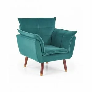 Fotoliu Rezzo, stil modern, stofă rezistentă și lemn masiv, 80x73x84 cm, verde