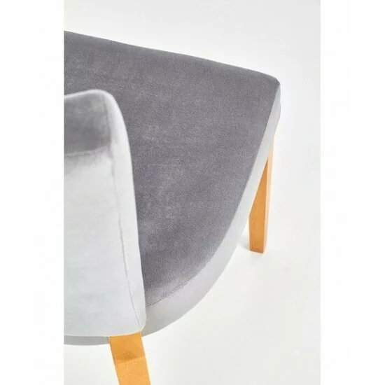 Scaun Rois, tapițerie stofă + cadru metalic, 43x58x94 cm, gri / stejar miere picture - 4