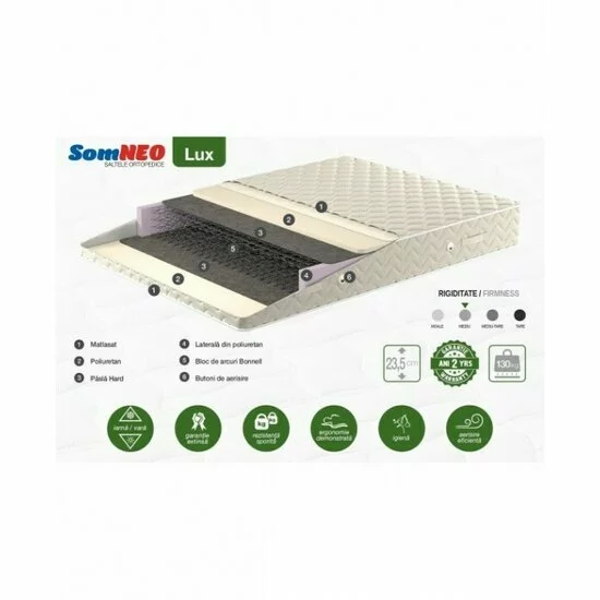Saltea Somneo Lux ortopedică - 90/190/23.5 cm arcuri Bonnell, husă Jacquard picture - 2