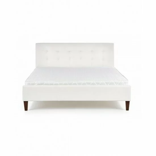 Pat Samara, stil elegant, piele ecologică și lemn masiv, 160x200 cm, alb picture - 2