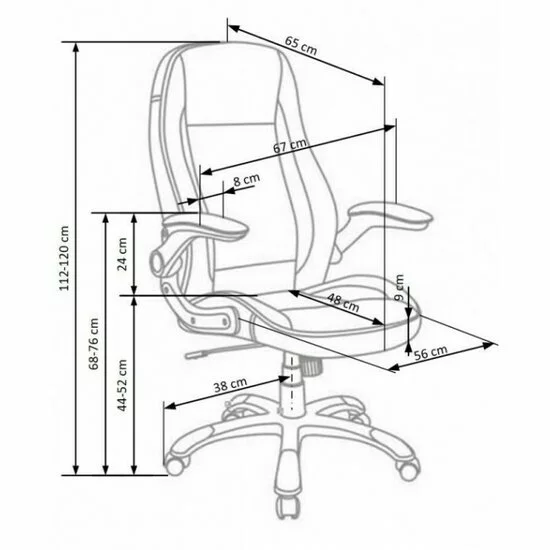 Scaun Saturn, mecanism TILT, piele ecologică perforată, 65x70x122-132 cm, negru picture - 2
