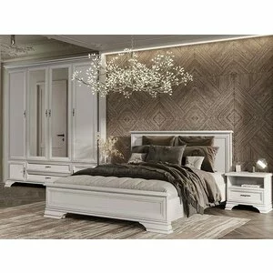 Dormitor Idento, Set Mobilier Clasic, PAL și MDF, 160x200 cm, Alb Alpin