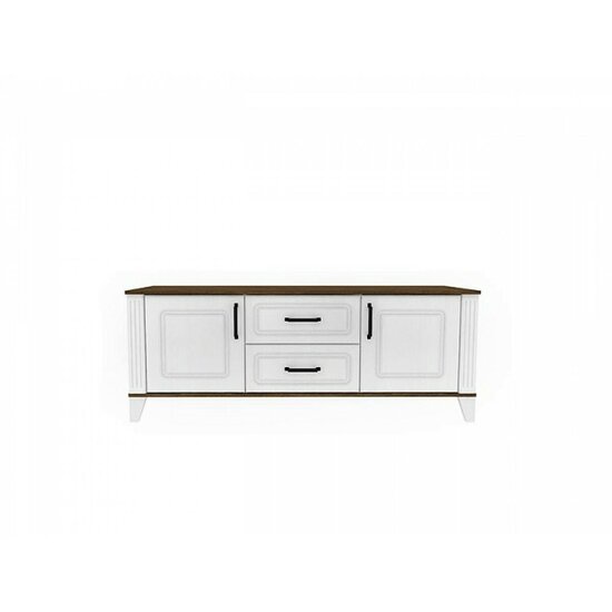 Set Living Skandi, modern cu vitrină, dulap, comodă TV și poliță, MDF/PAL, Alb/Stejar Bardolino picture - 4