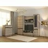 Set Mobilă Living Geneva, Modular Cu Vitrină, Comodă, Rafturi Și Spații Depozitare, PAL, 215x50x207 cm, Sonoma Trufă/Wenge Magia picture - 1