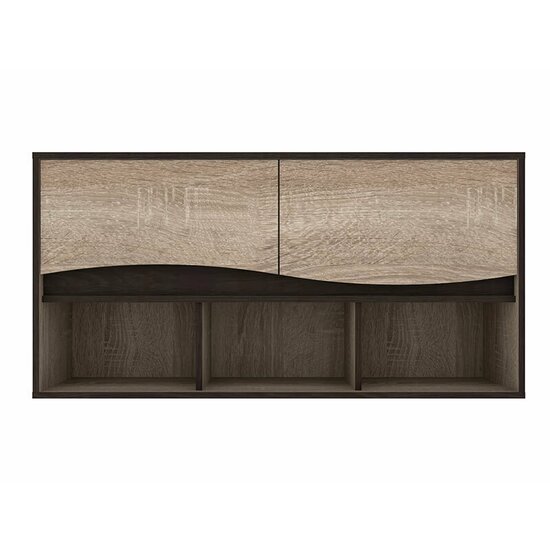 Set Mobilă Living Geneva, Modular Cu Vitrină, Comodă, Rafturi Și Spații Depozitare, PAL, 215x50x207 cm, Sonoma Trufă/Wenge Magia picture - 6