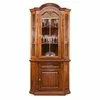 Vitrină colț Mara din lemn masiv fag, panel și MDF, furniruit cu furnir de nuc, 76x76x140 cm picture - 1