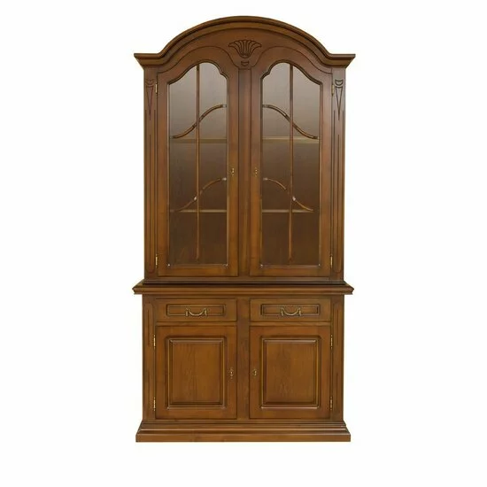 Vitrină Mara cu 2 uși din lemn masiv fag, panel și MDF, furniruită cu furnir de nuc, 122x54x140 cm picture - 2