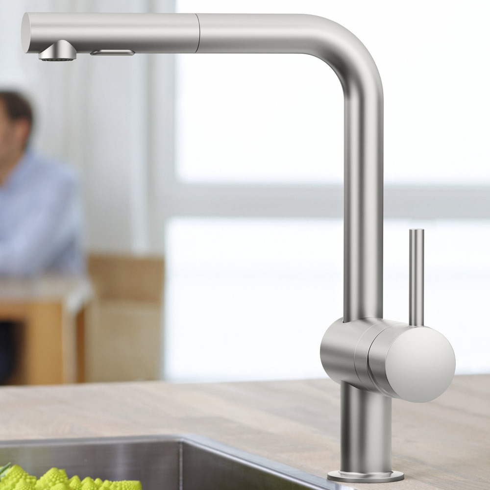 Baterie bucatarie cu dus extractabil Grohe Minta 2 tipuri de jet crom periat Supersteel grohe