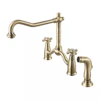Baterie bucatarie cu dus extractibil FDesign Lacrima bronz periat