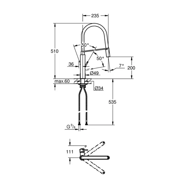 Baterie bucatarie cu pipa flexibila Grohe Concetto crom lucios picture - 4