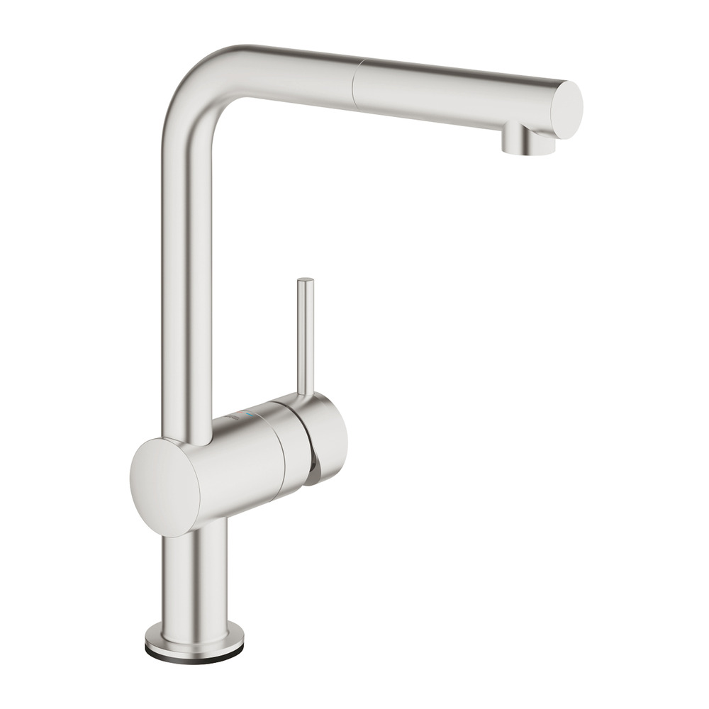 Baterie bucatarie cu dus extractibil Grohe Minta Touch crom periat Supersteel Baterie