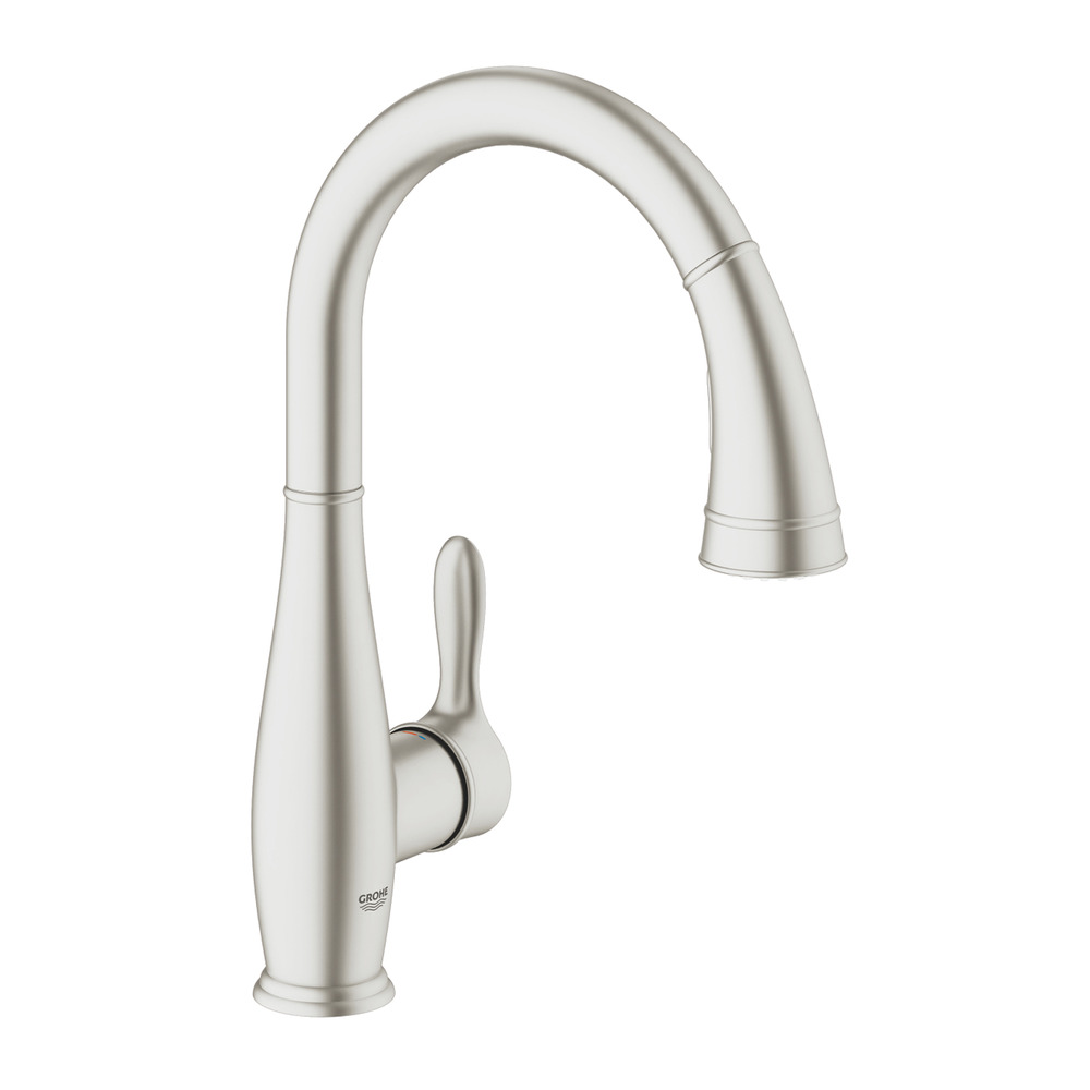 Baterie bucatarie cu dus extractibil Grohe Parkfield crom periat Supersteel grohe