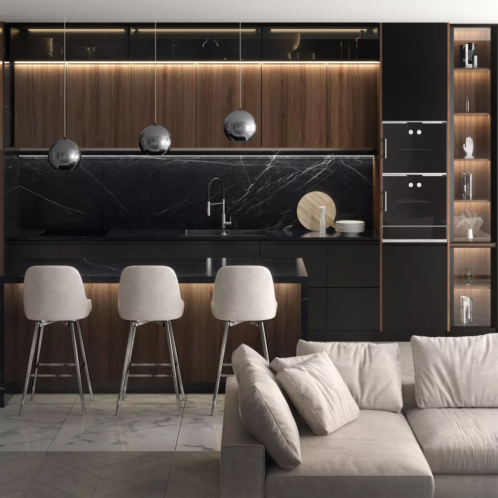 Baterie bucatarie cu pipa flexibila FDesign Avanza negru – crom lucios Avanza imagine 2022