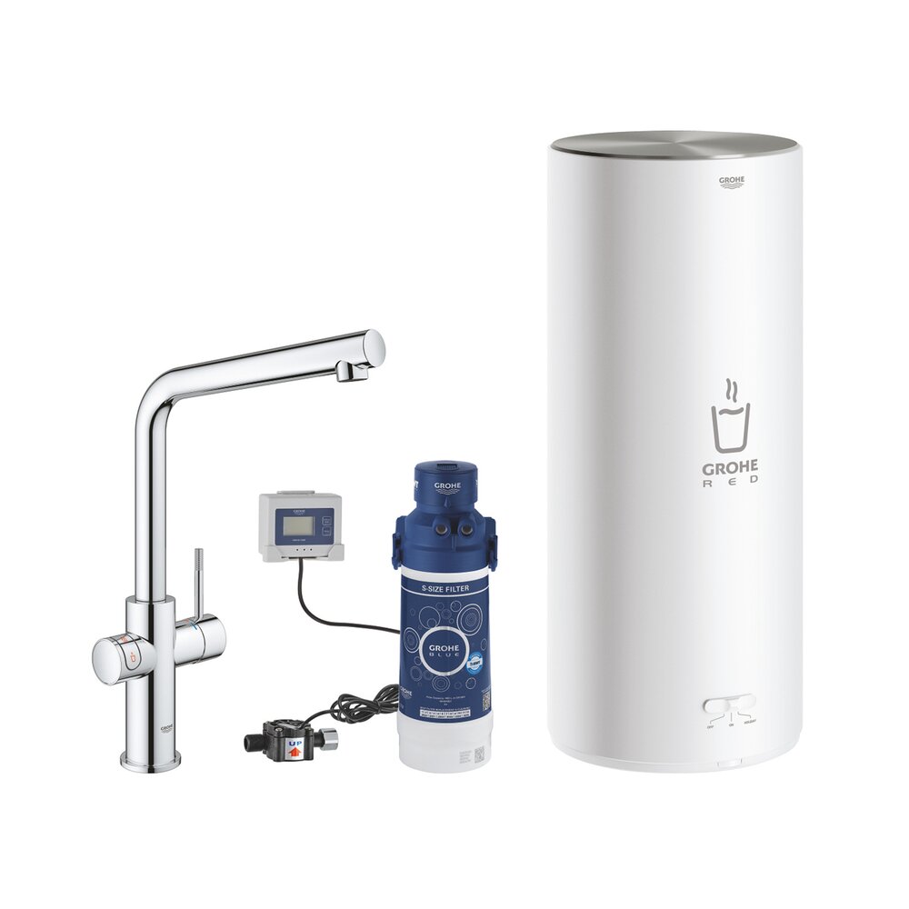 Baterie bucatarie Grohe Red Duo crom pipa tip L si boiler marimea L Grohe