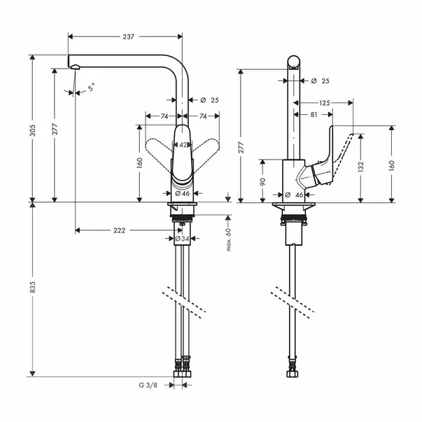 Baterie bucatarie Hansgrohe Focus M41 monocomanda negru mat picture - 2