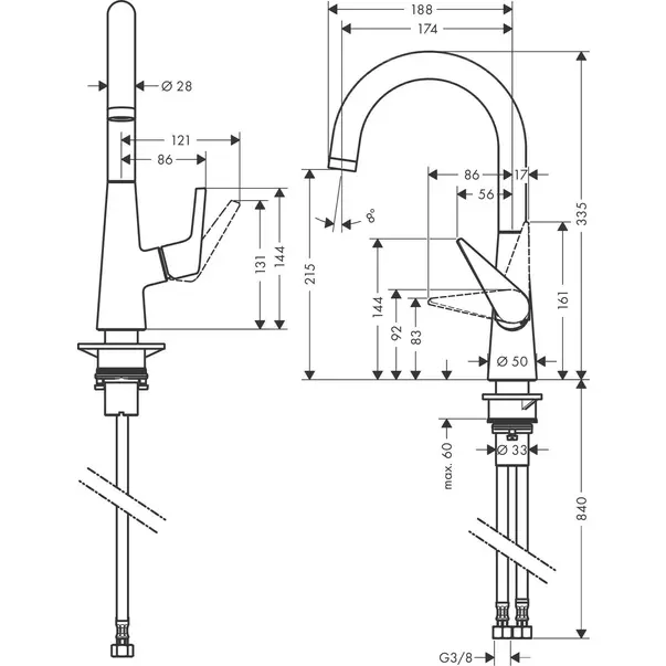 Baterie bucatarie monocomanda Hansgrohe Talis M51 220 cu 1 jet picture - 3