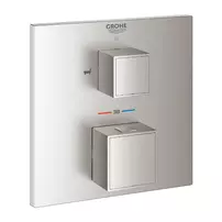 Baterie cada - dus incastrata Grohtherm Cube 2 iesiri crom periat Supersteel fara corp ingropat