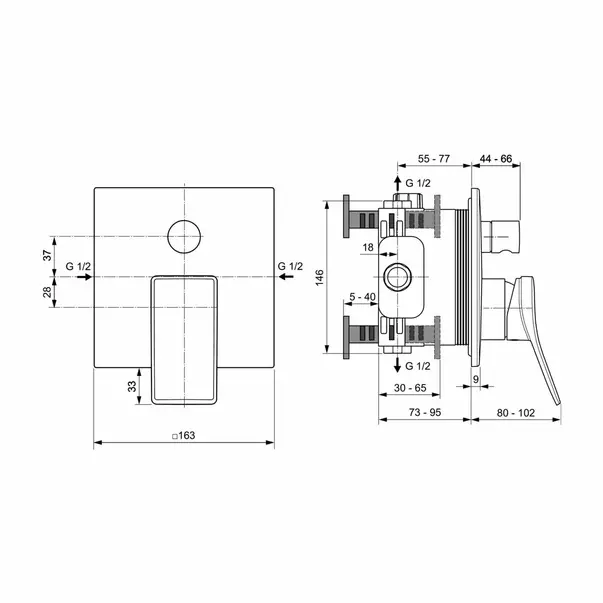 Baterie cada - dus incastrata Ideal Standard Atelier Conca gri Magnetic Grey fara corp ingropat picture - 6
