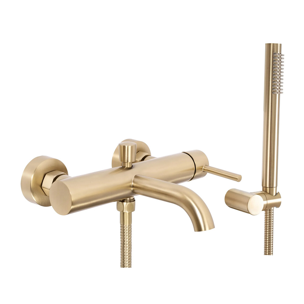 Baterie cada – dus Rea Lungo auriu periat cu set de dus auriu