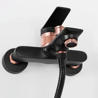Baterie cada - dus Rea Viral monocomanda negru - rose gold cu set de dus picture - 2