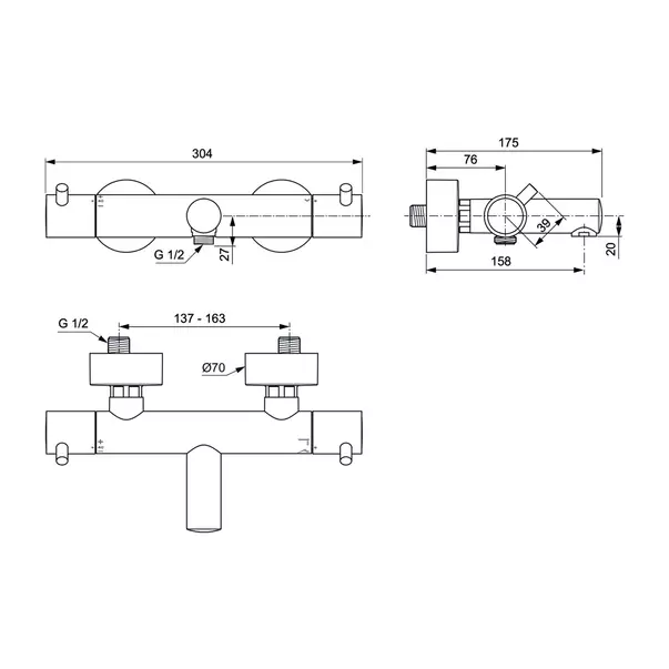 Baterie cada - dus termostatata Ideal Standard Ceratherm T125 argintiu Silver Storm picture - 5
