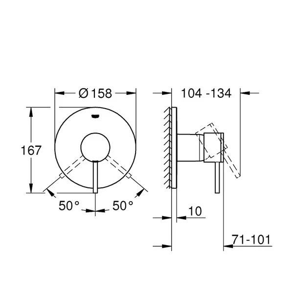 Baterie dus incastrata Grohe Atrio antracit periat Hard Graphite fara corp ingropat picture - 4
