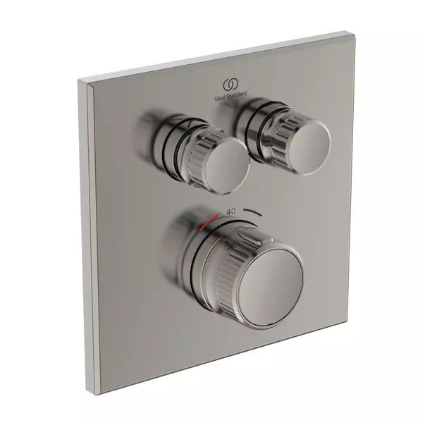 Baterie dus incastrata Ideal Standard Ceratherm Navigo patrata fara corp ingropat argintiu Silver Storm