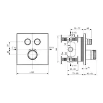 Baterie dus incastrata Ideal Standard Ceratherm Navigo patrata fara corp ingropat auriu periat picture - 2