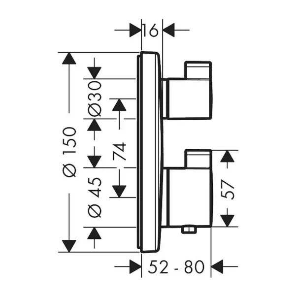 Baterie dus termostatata Hansgrohe Ecostat S doua functii alb mat picture - 2