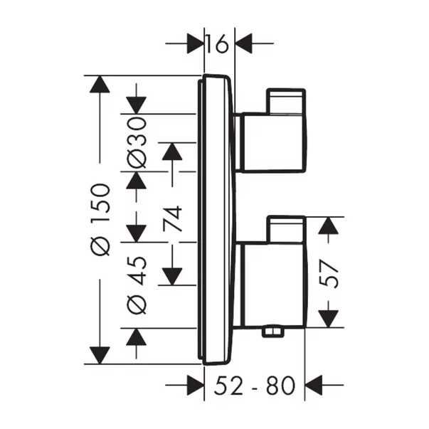 Baterie dus termostatata Hansgrohe Ecostat S doua functii negru mat picture - 2