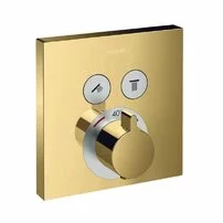 Baterie dus termostatata Hansgrohe ShowerSelect auriu lucios incastrata