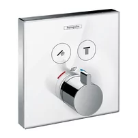 Baterie dus termostatata Hansgrohe ShowerSelect Glass alb-crom incastrata